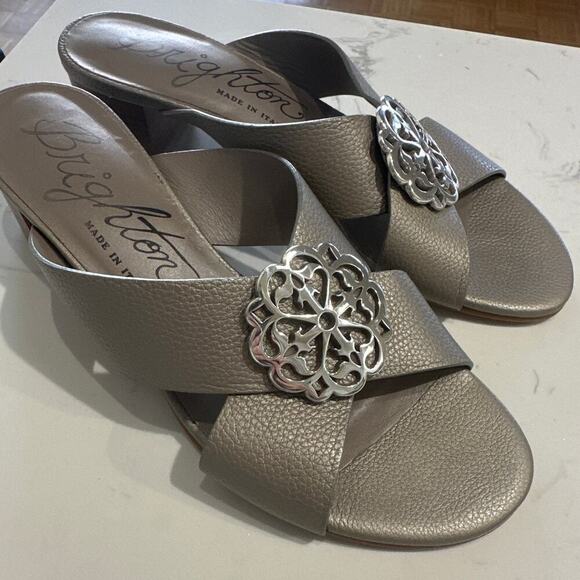 Brighton Women's Alison Zinc Pearl Ferrara Block Heel Sandal, Size 8, Like New - Picture 11 of 14